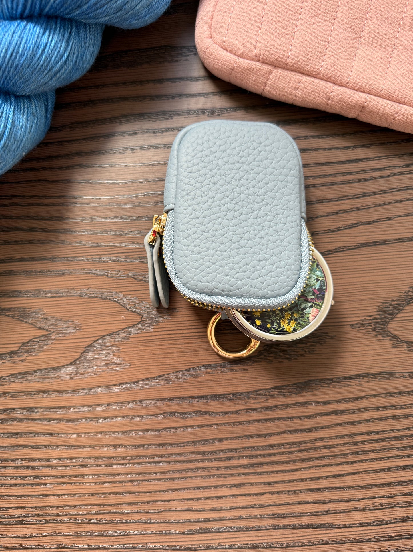 Faux Leather small notions zipper pouch